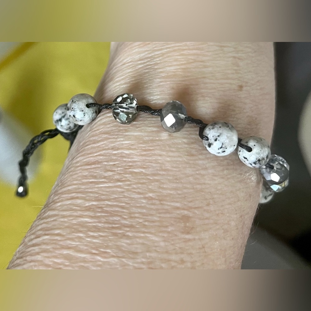 Gemstone and glass adjustable Bracelet jewelry